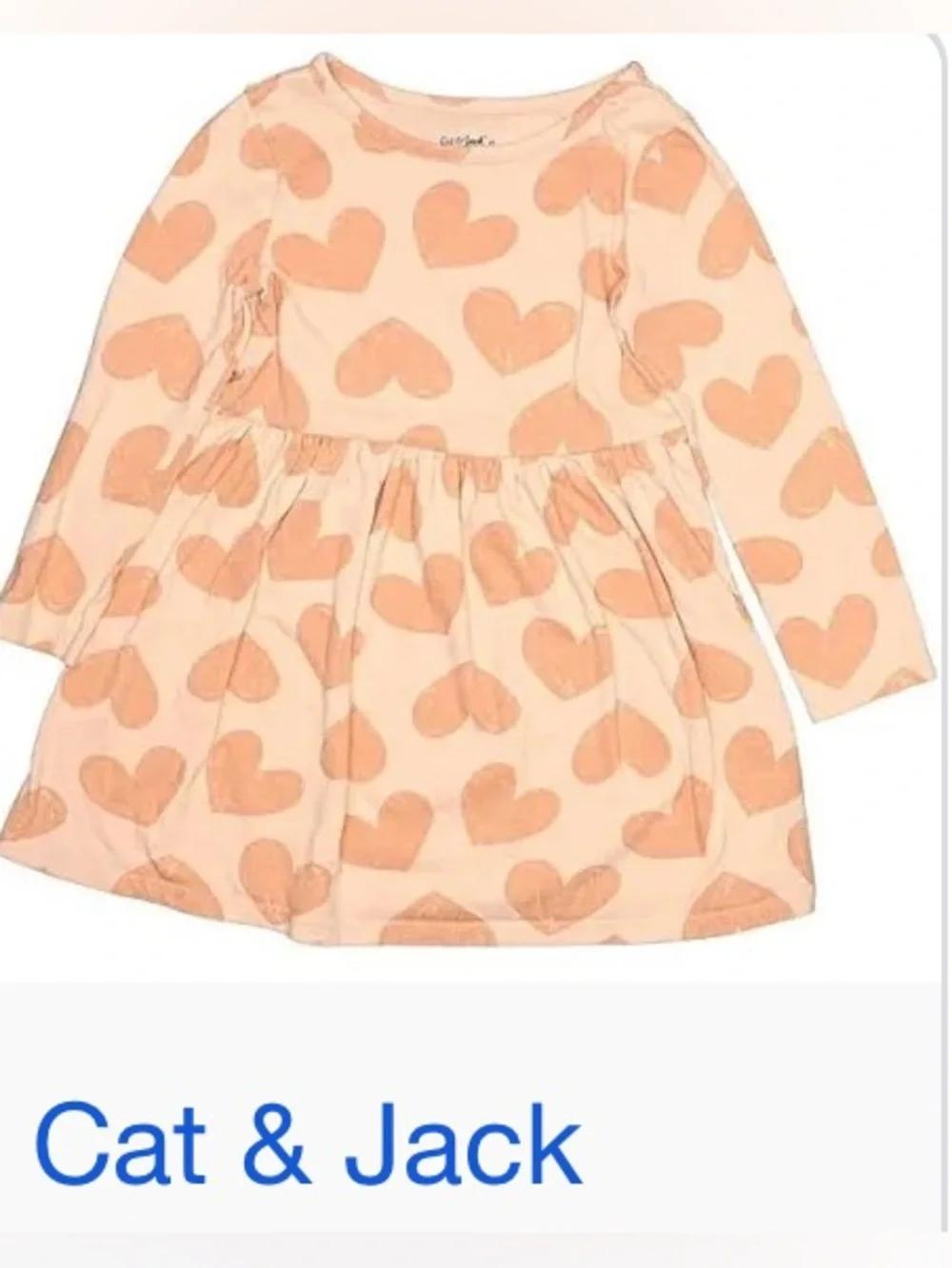 NWT- 4 T  Cat & Jack Girls' Pink Heart Print Long-Sleeve Dress